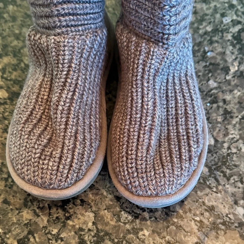 UGG Gray Knit cardy Button Boots 5.5